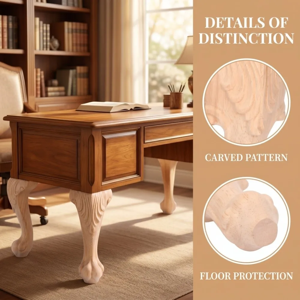 Solid Wood Cabinet Legs Brown Durable Wooden Furniture Feet Carved Wood Sofa Replacement Legs Home Furniture