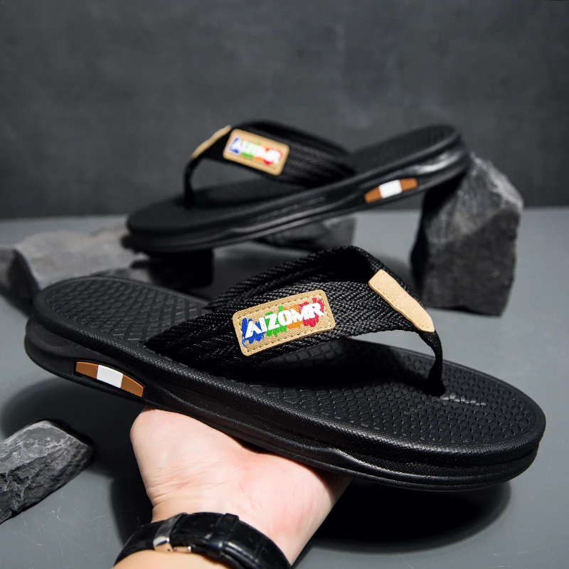 

Мужские летние уличные противоскользящие и износостойкие шлепанцы на толстой подошве, повседневные мужские пляжные тапочки
