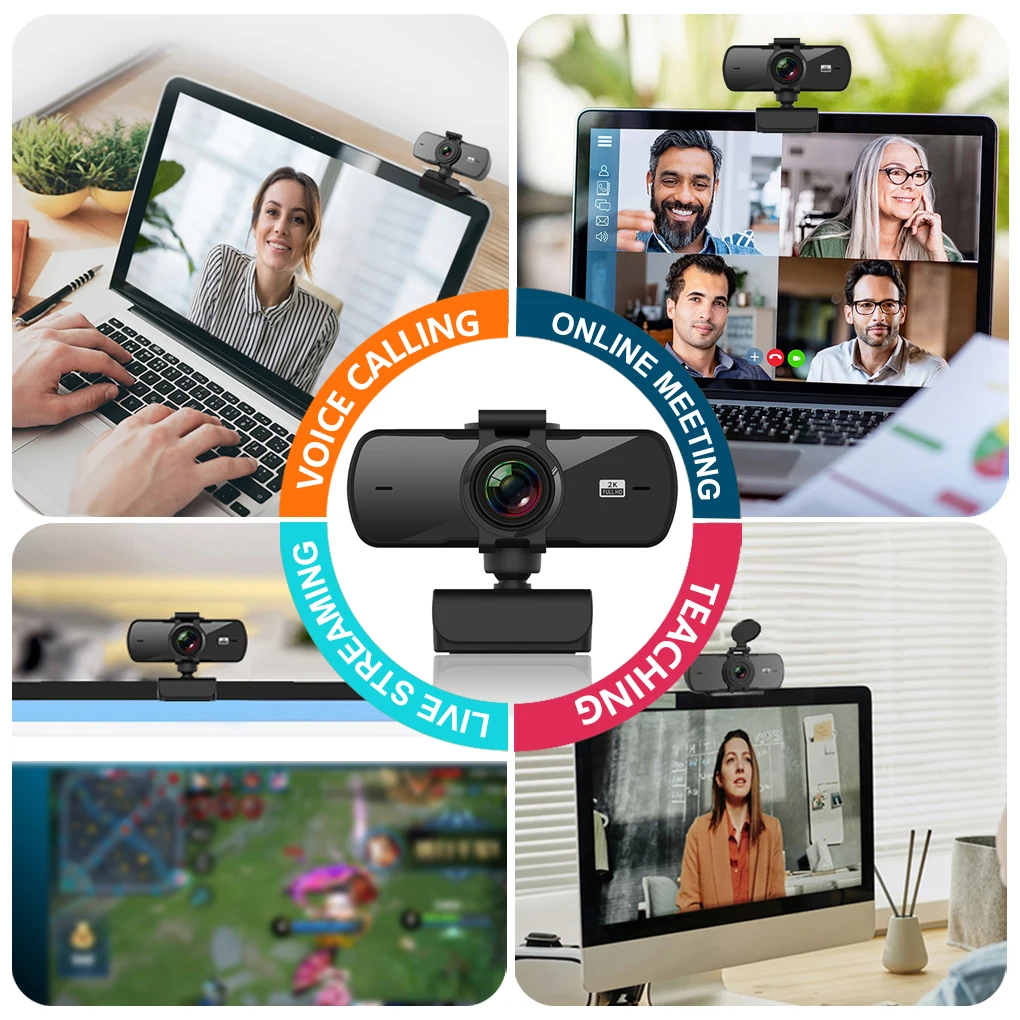 Computer Webcom 1440P Web Cam Camera with Microphone Camcorder Live Streaming