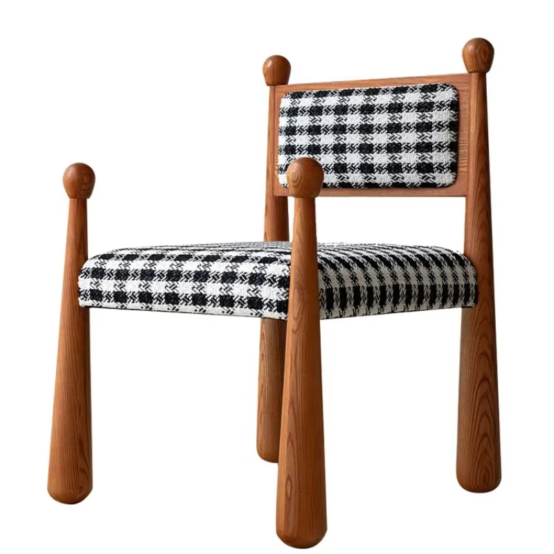 

Cream style dining chair medieval solid wood chair light luxury high sense master chair Internet celebrity ins