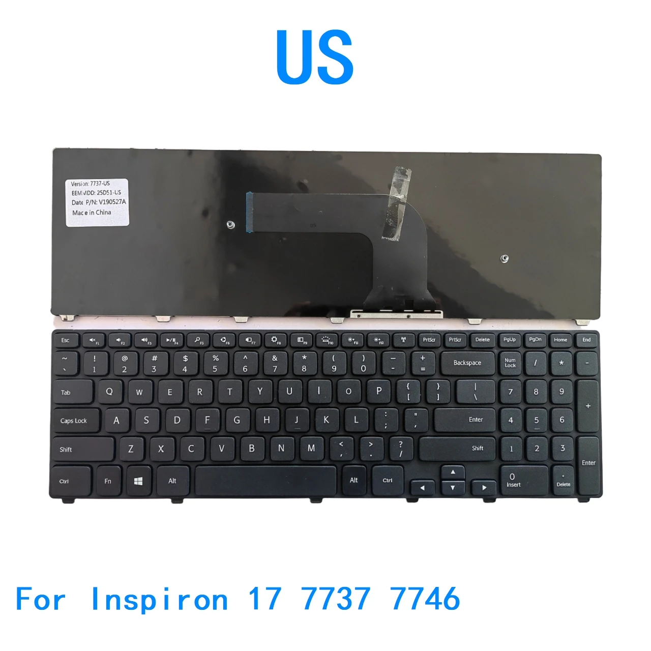New US language  Keyboard For Dell Inspiron 17 7737 7746 Notebook PC Replacement Keyboard NSK-LH0BW 0X0FJ2