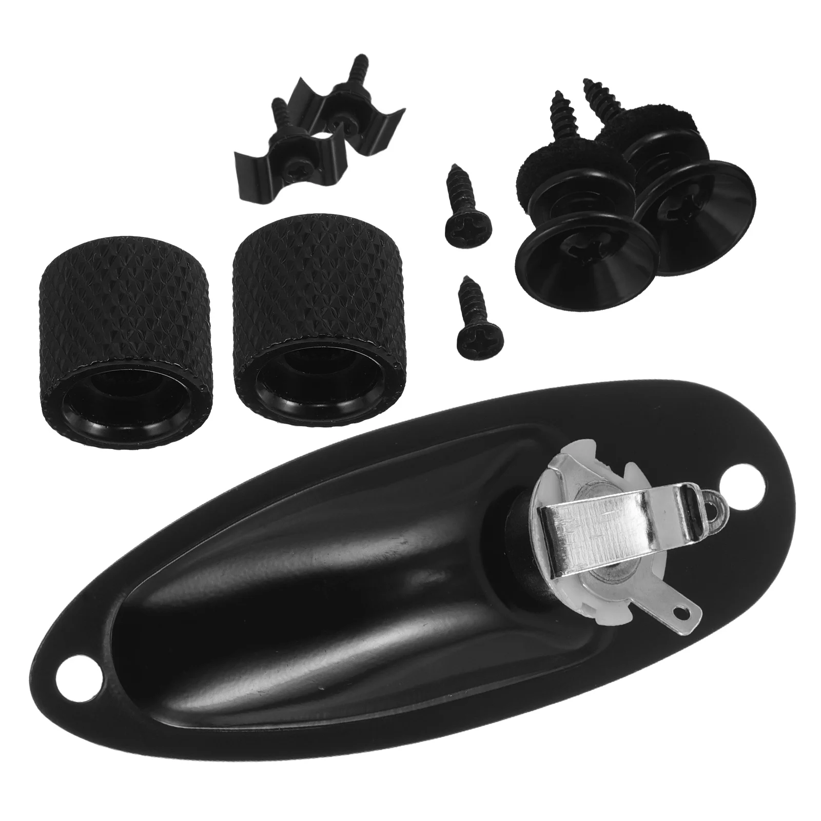 

Guitar Accessories Black Boat Shaped Input Jack Strap Buttons Volume Knobs String Caps Retainers Electric Guitar Parts Metal End