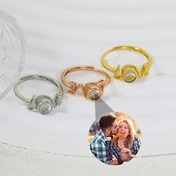Personalized Photo Love Projection rings Customized Picture Rings Gifts for Women Family Valentine's Day Birthday Anniversary