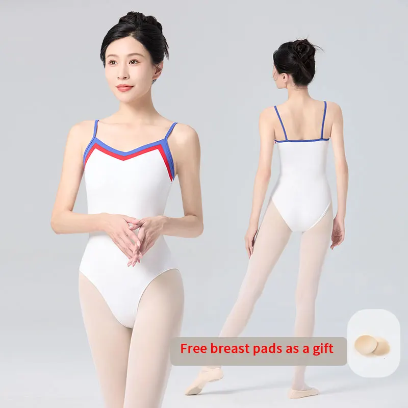 Women Ballet Leotard White Dance Bodysuit Full Lining Camisole Leotards Gymnastics Leotards Adult Dance Wear Ballerina Outfits