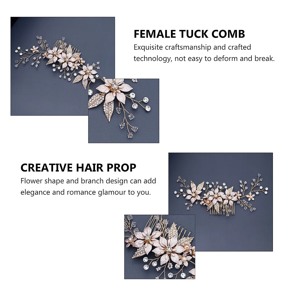 

1Pcs Pearl Alloy Hair Comb Flower Branch Design Creative Party Headdress Elegant Photo Prop Beautiful Bridal Hair Accessory