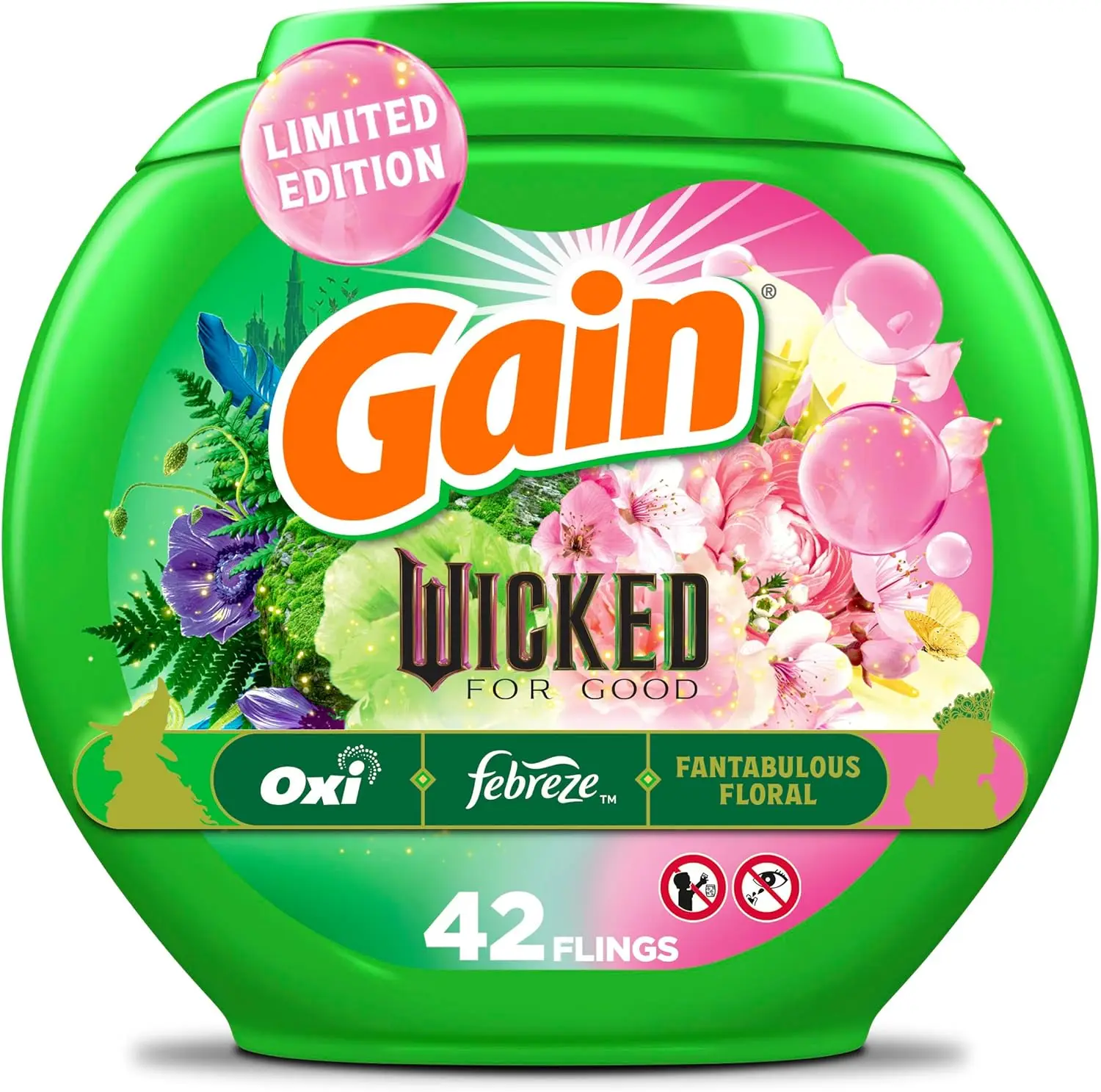 Limited Edition Laundry Detergent Pacs, 42 Count, Fantabulous Floral Scent, 3 in 1 HE with Oxi Boost and Febreeze