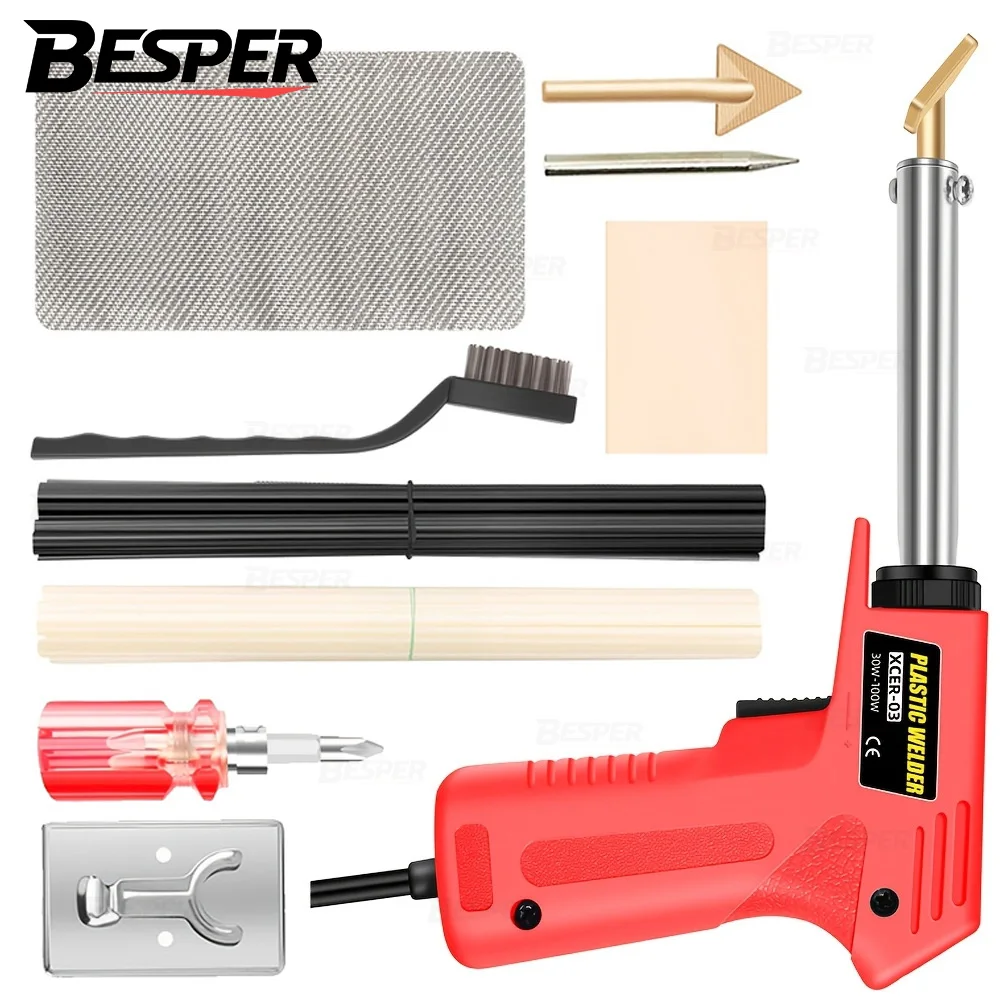 Electric Soldering Iron Kit 100W Plastic Welding For Auto Car Boat Bumper Kayak Repair thermal conductive Soldering Iron Tip