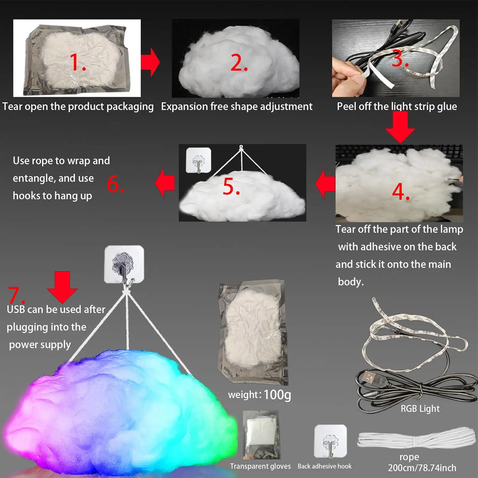 

Облачные фонари для спальни Настенное освещение RGB Декор Облачные светодиодные фонари для дома Спальня Гостиная Кабинет Игровая комната для