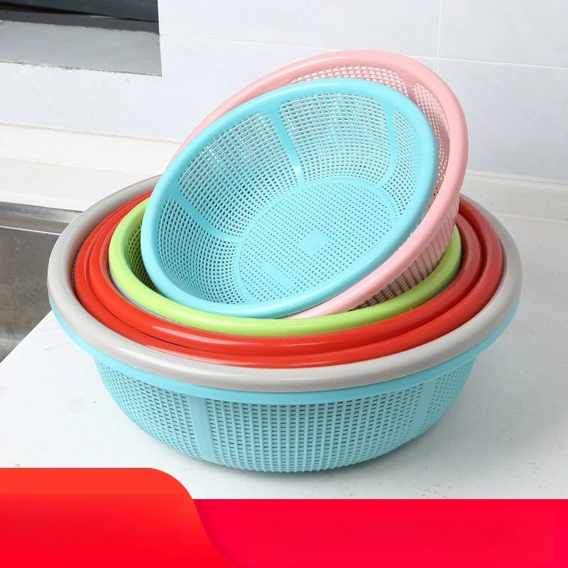 Thick Plastic Basket for Kitchen Fruit Vegetable Washing Drain Basket Strawberry Container
