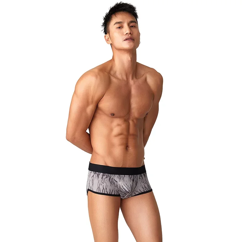 Summer New Polyester Men's U Convex Pouch Underwear for Young People Comfortable Close Fitting Single-layer Pocket Boxer Shorts