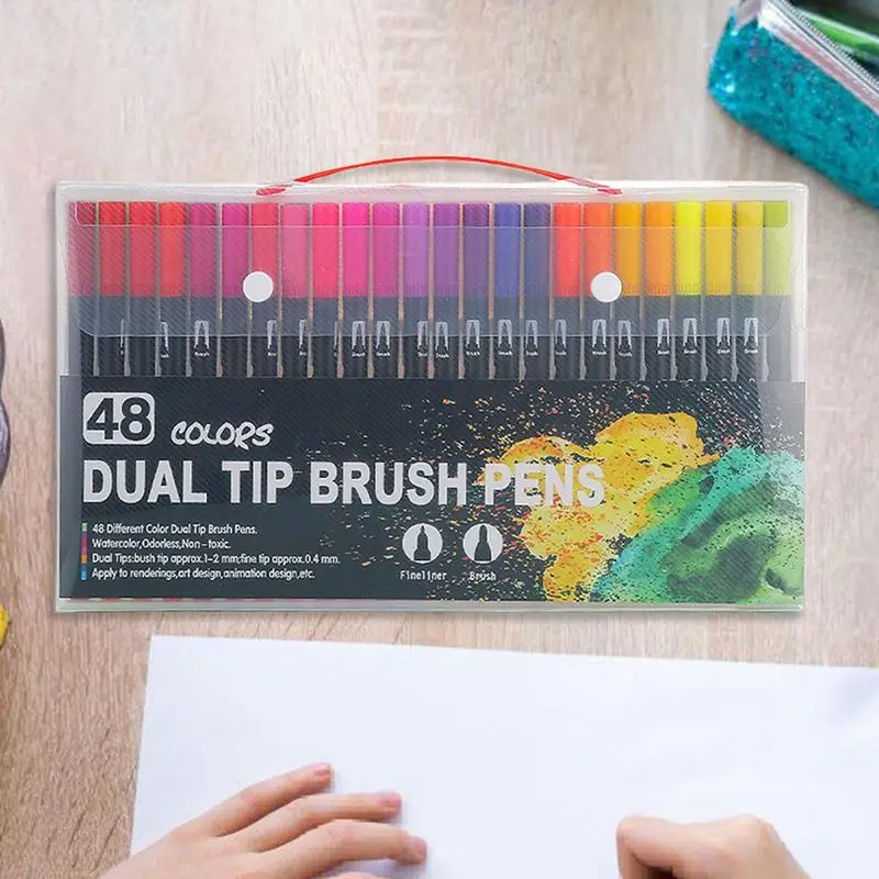 Escova dupla escrita arte marcador canetas kit para crianças, cores, numeradas, ponta dupla marcador canetas, desenho, esboçando