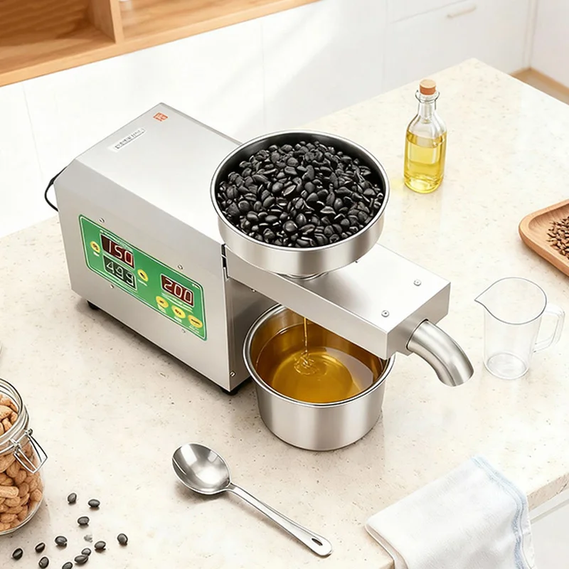 Cold Hot Oil Press Stainless Steel Home Commercial Use Flax Seed Kernel Peanut Sesame Oil Extraction Machine Kitchen Appliance