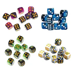 Set of 10 Six Sided Dices Set Party Toys D6 12mm Opaque for  RPG Role Playing Table Games Math Teaching