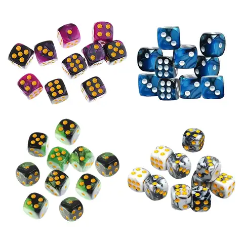 Set of 10 Six Sided Dices Set Party Toys D6 12mm Opaque for RPG Role Playing Table Games Math Teaching