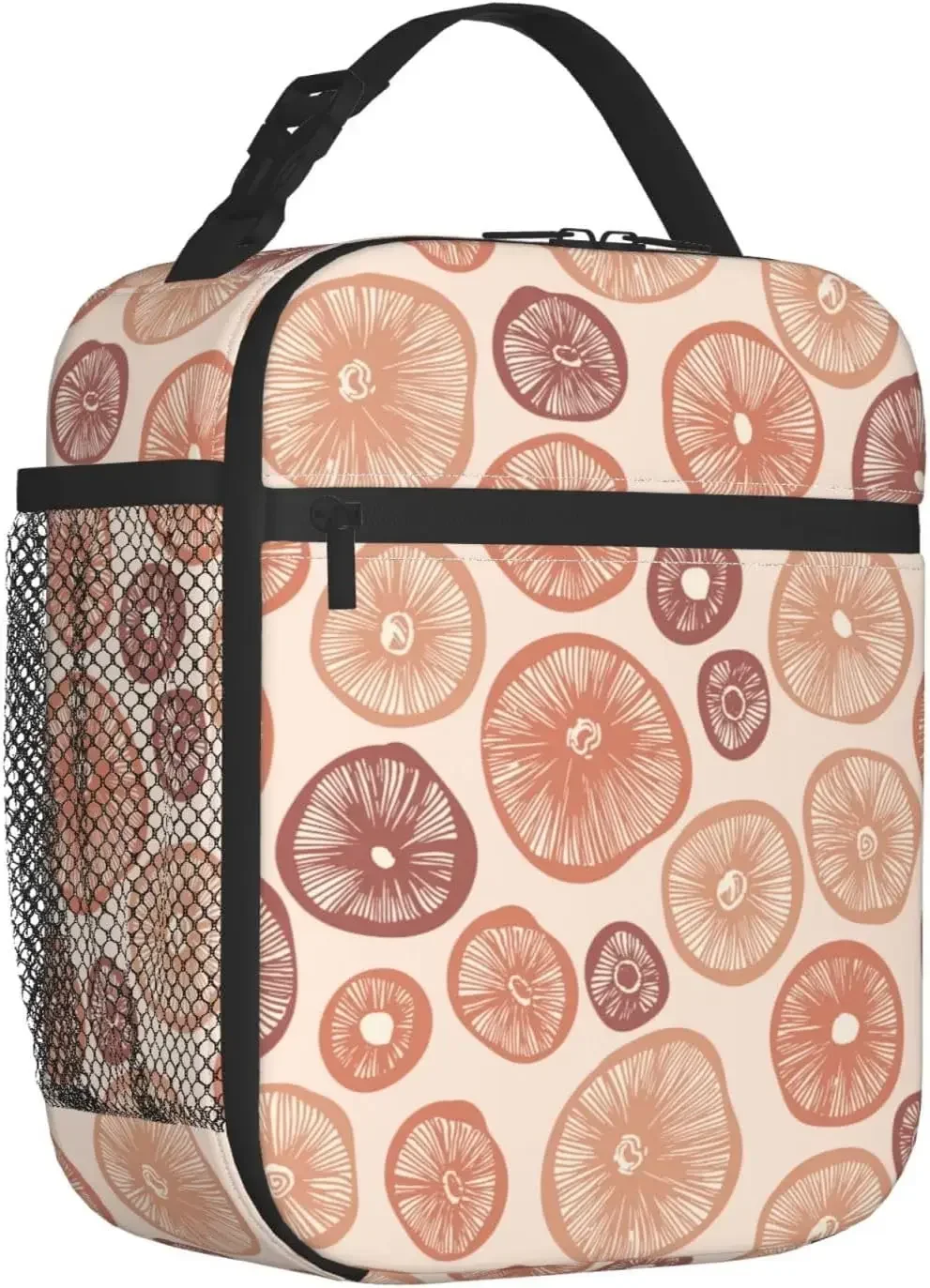 Mushroom Lunch Bag Insulated Reusable Lunch Box Portable Cooler Lunch Tote Bag witth Side Pocket For Women Men Work Picnic