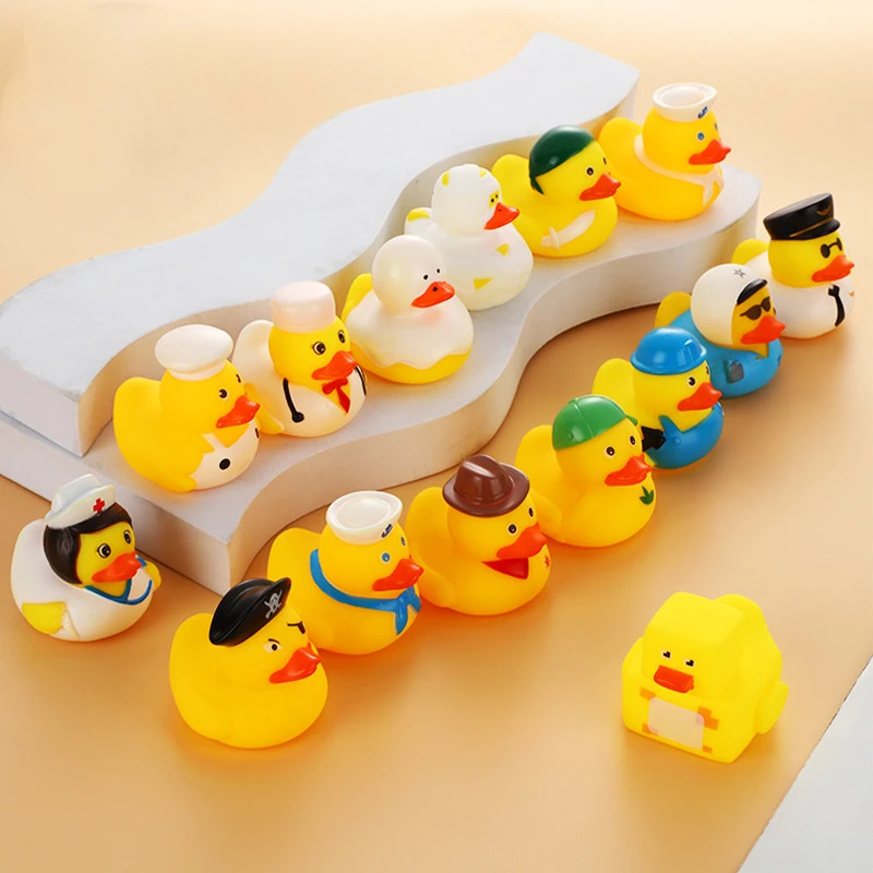 

7PCS Rubber Race Fun Educational Musical for Children Squeaky Duck Bath Toys Big Yellow Duck Bathroom Water Bathing Toys