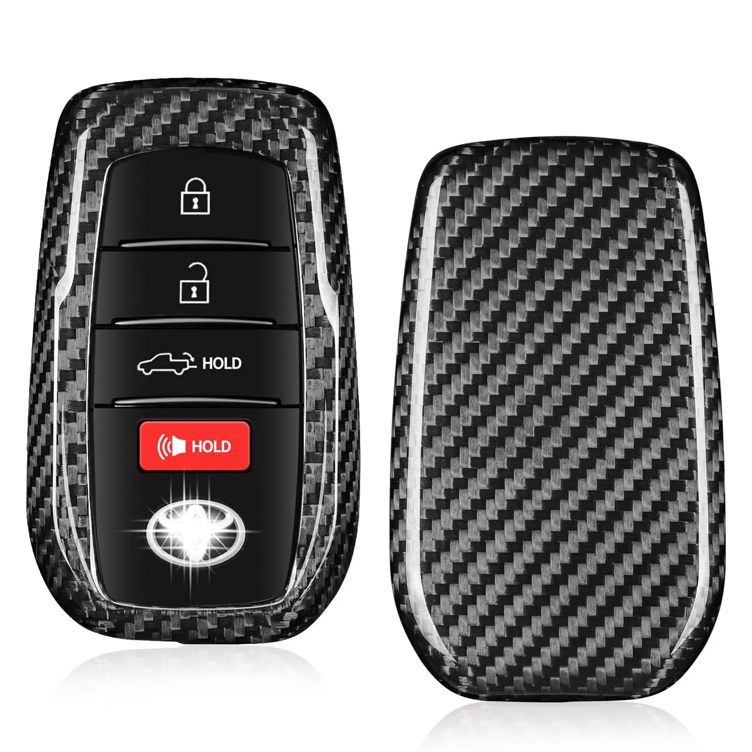 

Carbon Fiber Car Remote Smart Key Fob Case Cover Shell for Toyota Venza Land Cruiser Tundra Sequoia Sienna Accessories 2022-2024