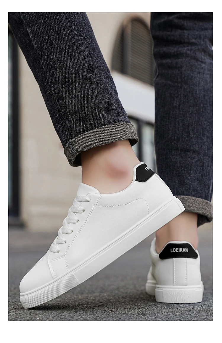 Klassische Herren-Schnürschuhe aus Leder mit Plateau-Sohle, Komfortable Rutschfeste Niedrige Skate-Sneaker für Stadt, Büro und Alltag – Detail 6
