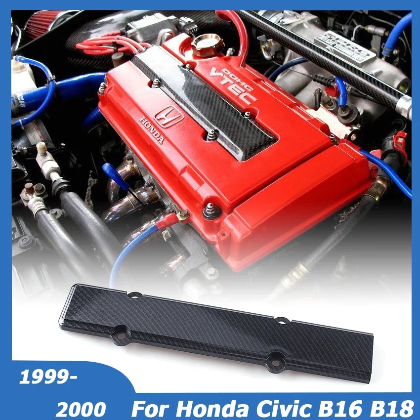 For Honda Civic B16 B18 VTEC Type-R Style JDM Front Engine Valve Cover Trim Spark Plug Insert Car Accessories Carbon Fiber Look