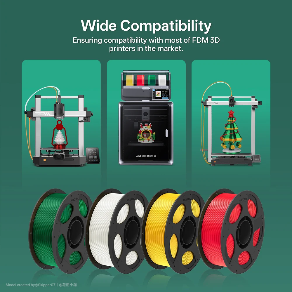 ANYCUBIC عيد الميلاد خيوط الحرير 4 كجم حزمة الحرير طابعة ثلاثية الأبعاد خيوط الطباعة المواد عيد الميلاد هدية الطباعة نموذج لعبة الديكور