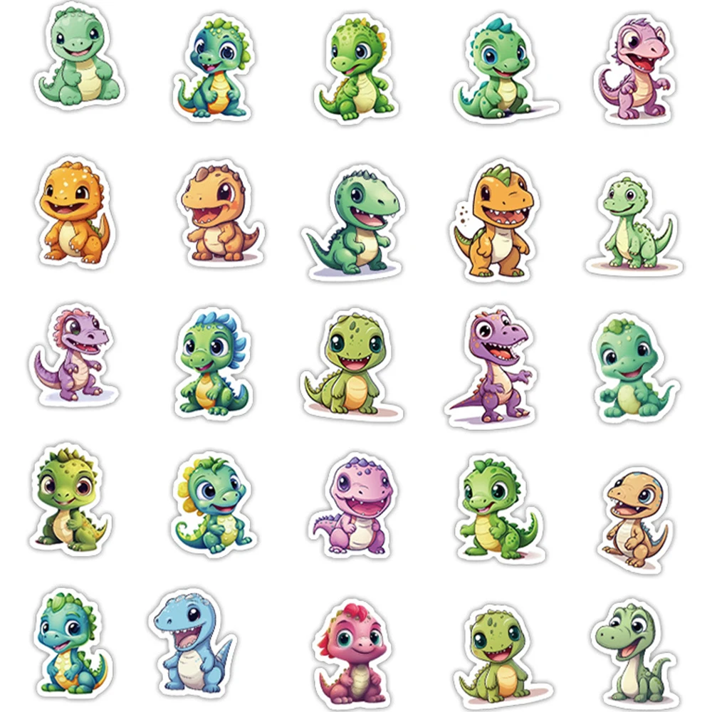 10/30/50pcs Cute Cartoon Small Dinosaur PVC Sticker Aesthetic Children Decoration Laptop Notebook Phone Diary Stationery Sticker