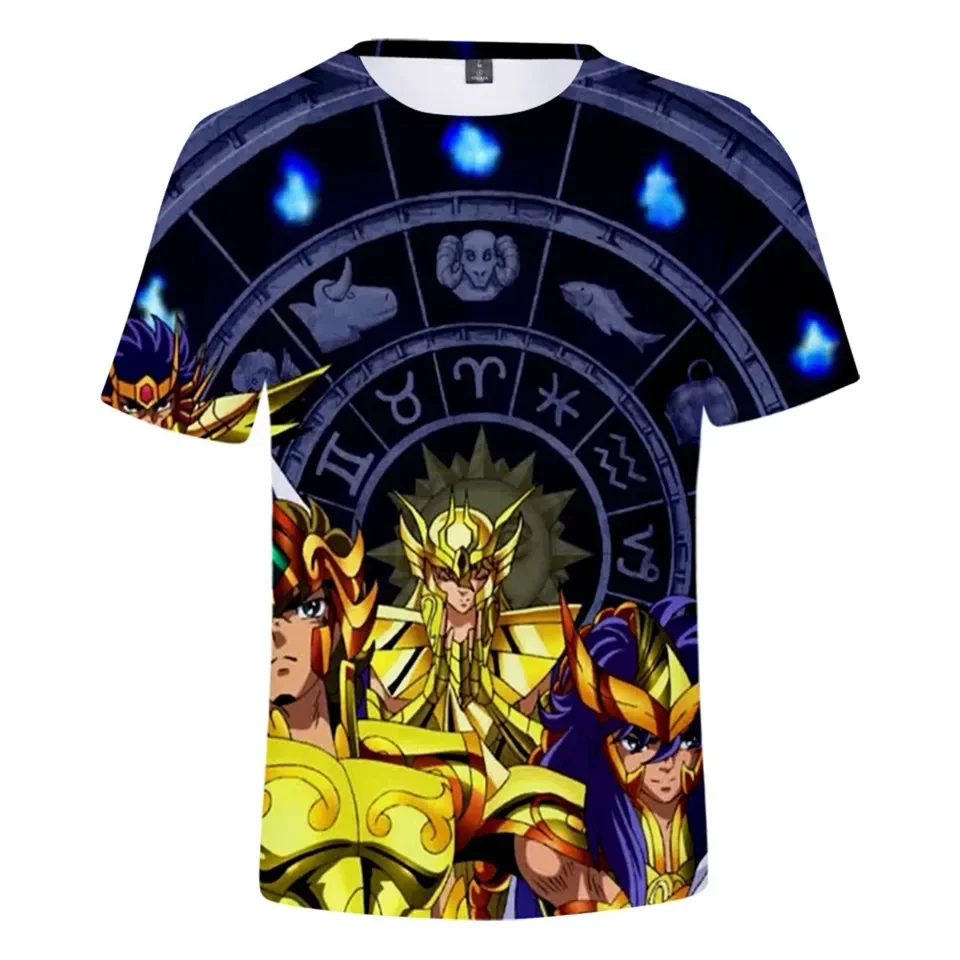 

Anime The Knights of The Zodiac Saint Seiya 3D Printed T-shirt Boys Girls Tee Tops Round Neck Plus Size Personality T-shirts