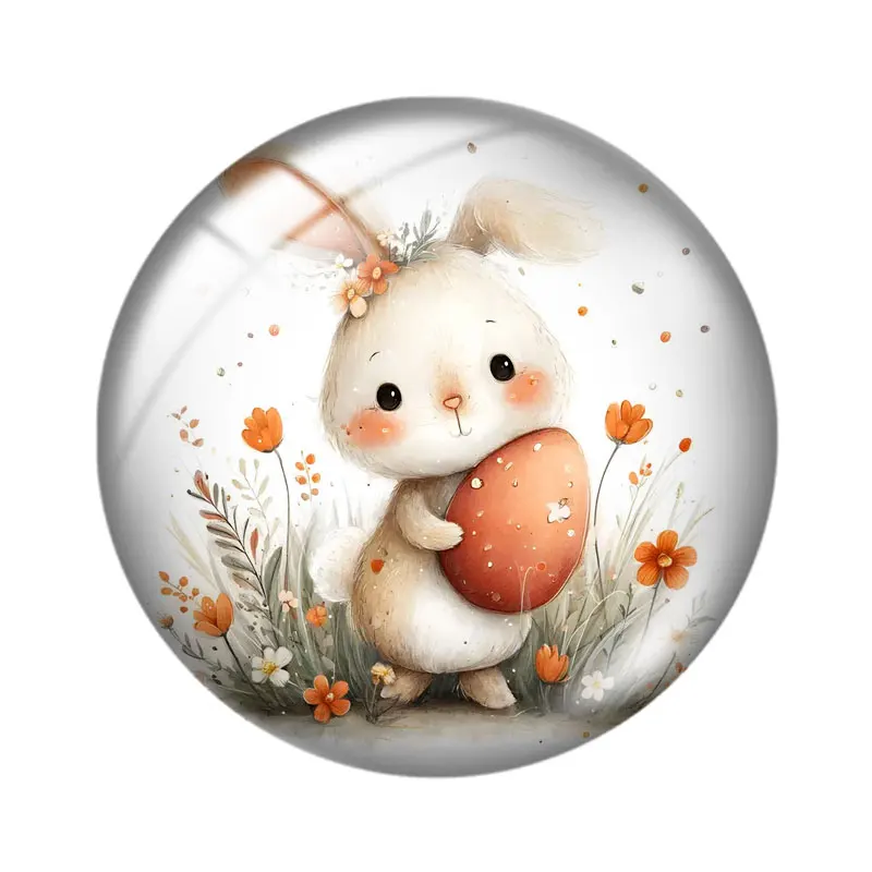 Easter Bunny with Egg  12/18/20/25mm glass cabochon  bracelet pendant rings for jewelry demo earrings back Making findings