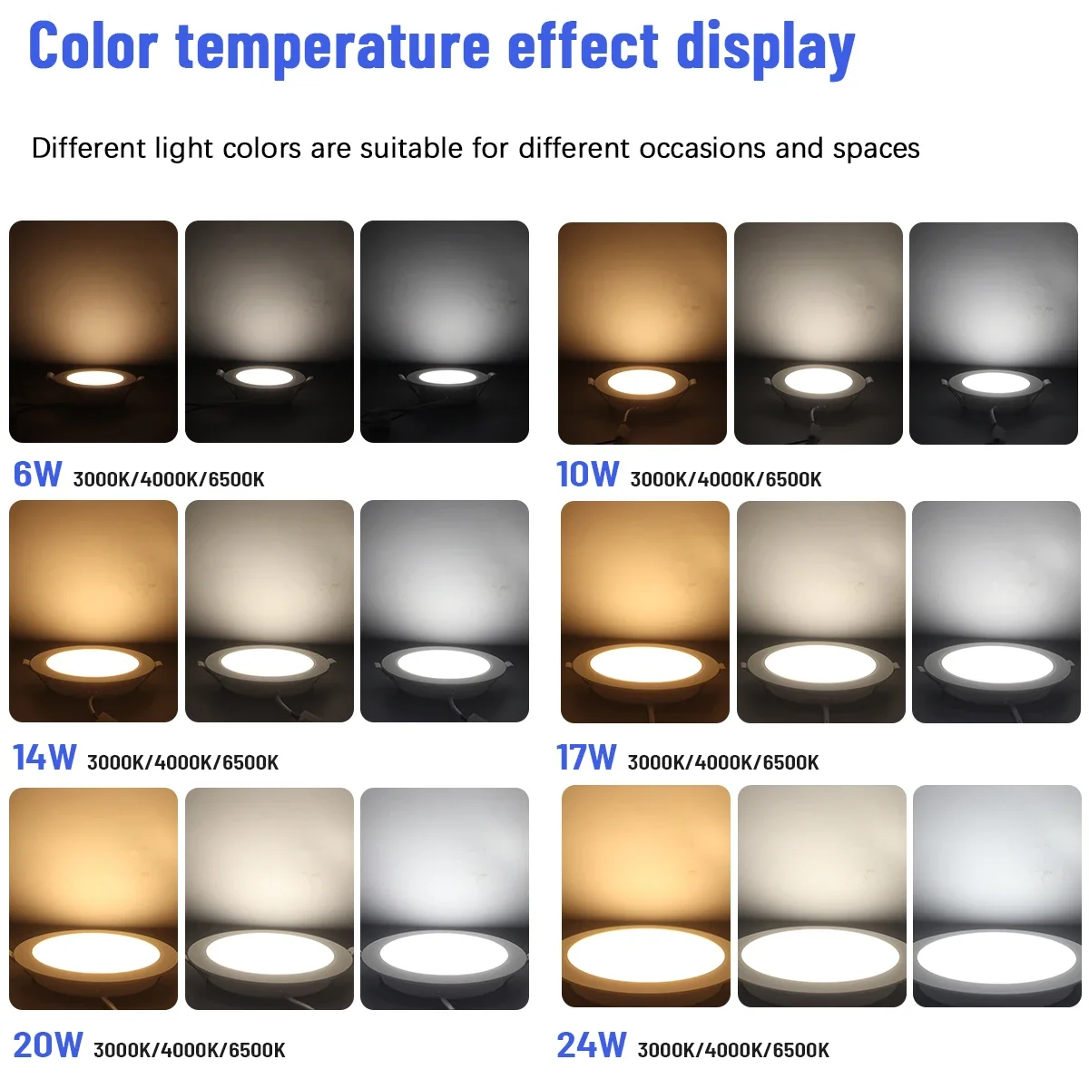 다이얼 스위치 CCT LED 다운라이트, 매입형 원형 패널 조명, 실내 조명, 100-240V, 3000K, 4000K, 6500K, 20W, 24W, 2 개