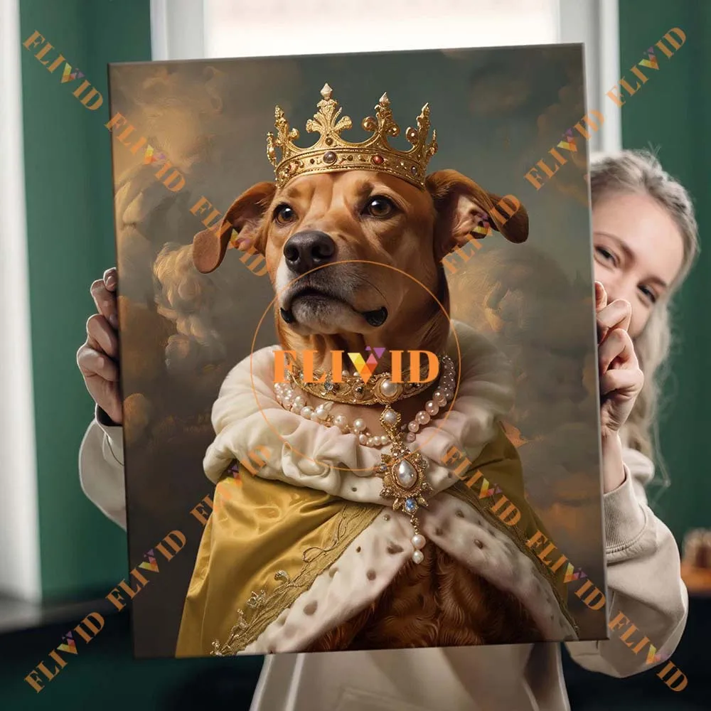 

Custom General Cat Poster Royal King Queen Dog Portrait Wall Art Canvas Painting Wall Pictures For Living Room Decor Unframed