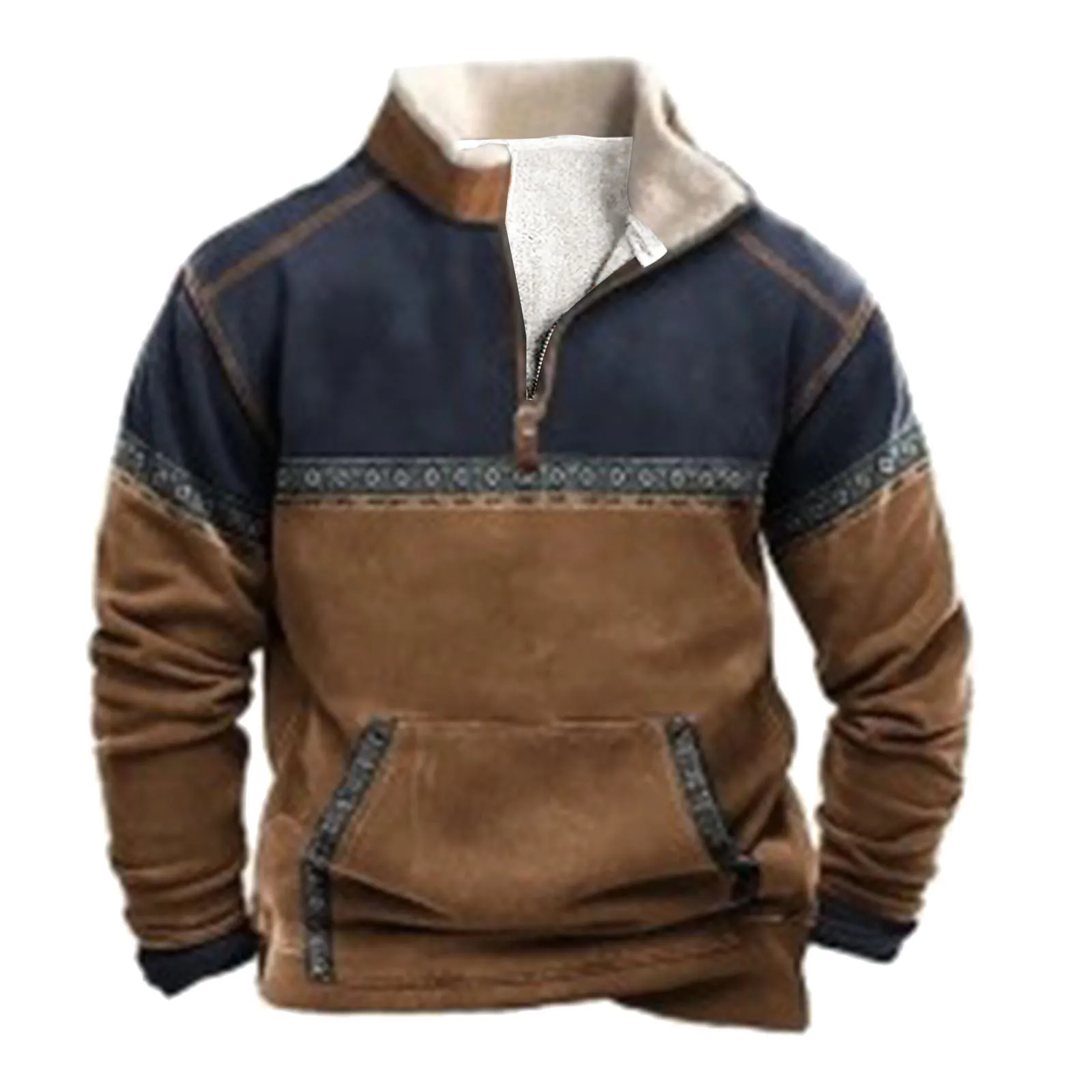 

Mens Winter Vintage Print Fleece Collar Long Sleeved Hoodies male Clothes Jogging vintage