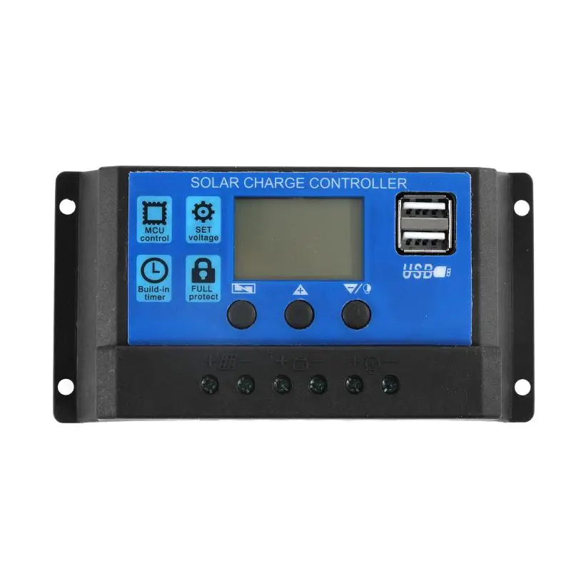 10/20/30/40/50/60A Solar Charge Controller 12V 24V Automatic Solar Cells Charging Board Controller USB 5V LCD Display Regulator