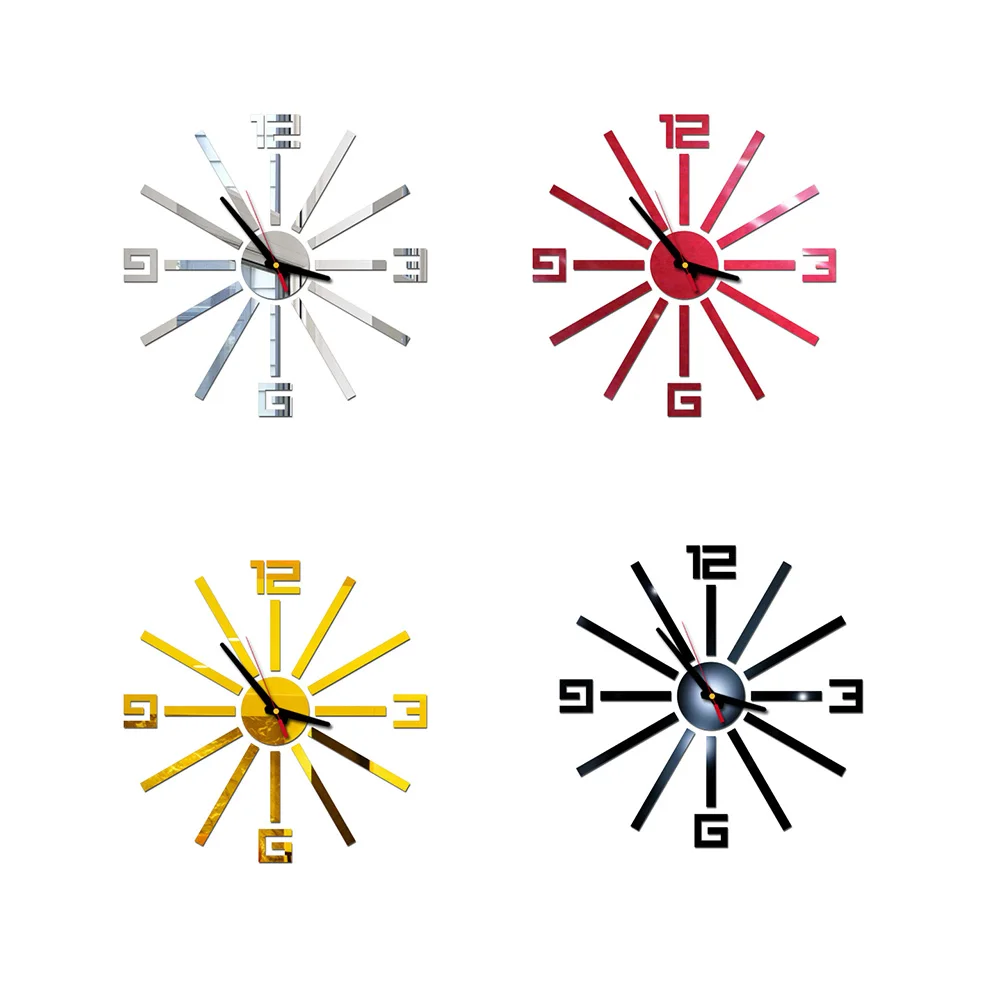 

Acrylic Wall Hanging Clock Diy Creative Fashion Personality Home Bedroom Living Room Silent Long Strip Numbers Clock without Bat