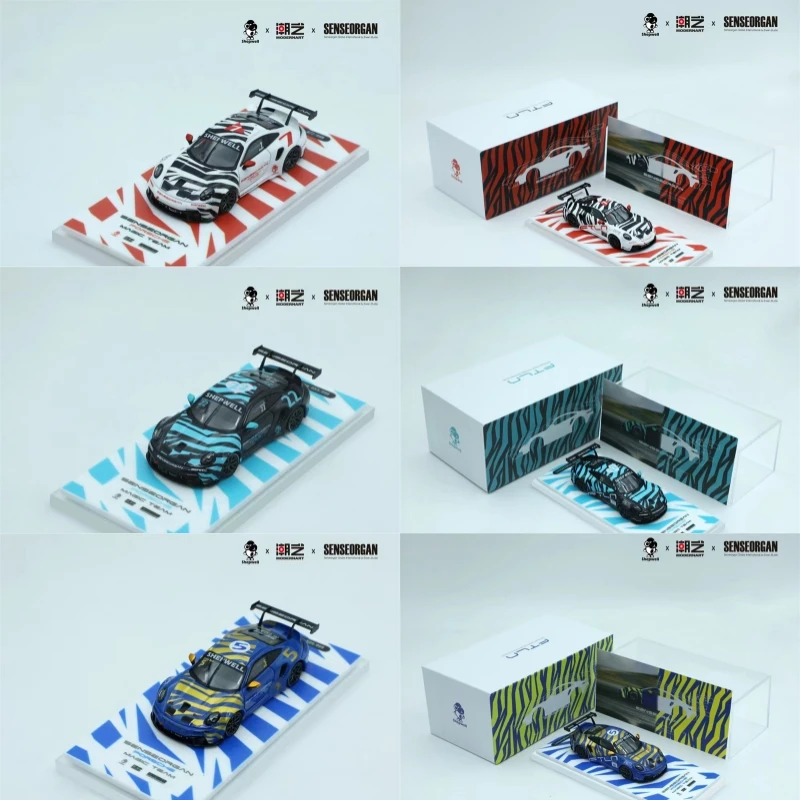 

TimeMicro ModernArt 1:64 911CUP GT3 Черный Белый # 7. Зеленый Черный # 22 Золотисто-Синий # 5-й коллекционная миниатюрная литая модель автомобиля