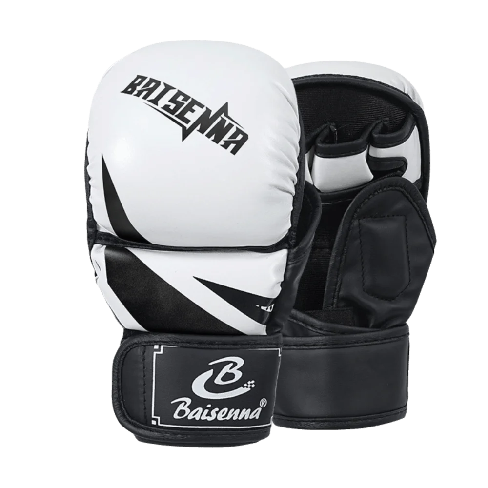 

Боксерские перчатки из искусственной кожи для взрослых, амортизирующие перчатки для ММА с открытой ладонью, губчатые перчатки высокой плотности с поддержкой запястья, спарринговые перчатки