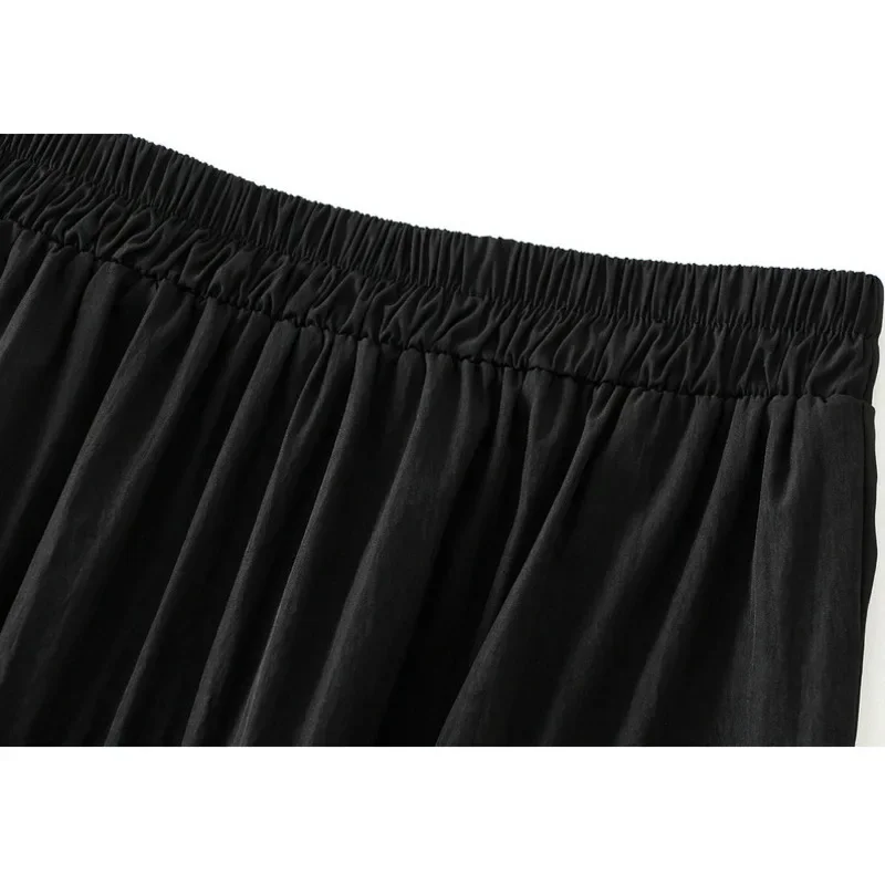 Femmes noir blanc broderie florale a-ligne gâteau jupes 2025 printemps été élégant taille haute lâche Caual Faldas