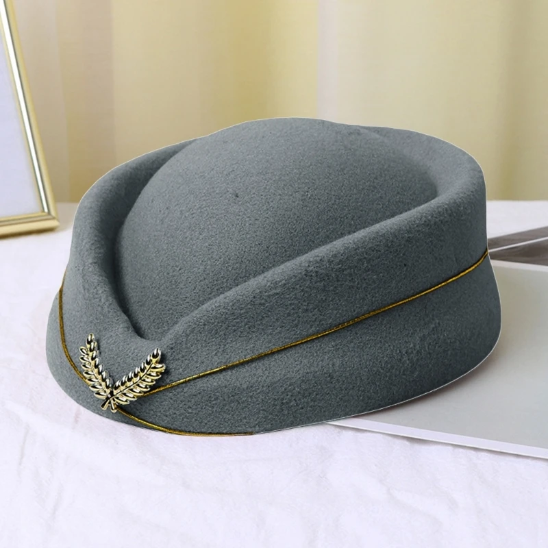 Beret Hat Caps Airline Stewardess Flight Attendant Vintage Looking Hat Uniform Stewardess Pillbox Hat Teardrop Dropshipping