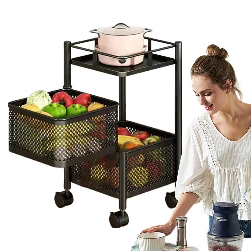 

Kitchen Fruit Vegetable Shelf Kitchen Vegetable Multi-Layer Rack Rotating Storage Baskets Rack Stackable Metal Basket Kitchen