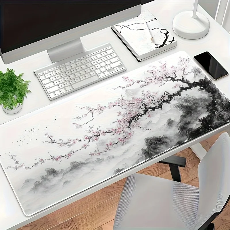 Großes Gaming-Mauspad, Kirschblüten-Wolken-Design, Büro- und Gaming-Tastatur und Mauspad, perfekt für Heim- und Arbeits-Setups