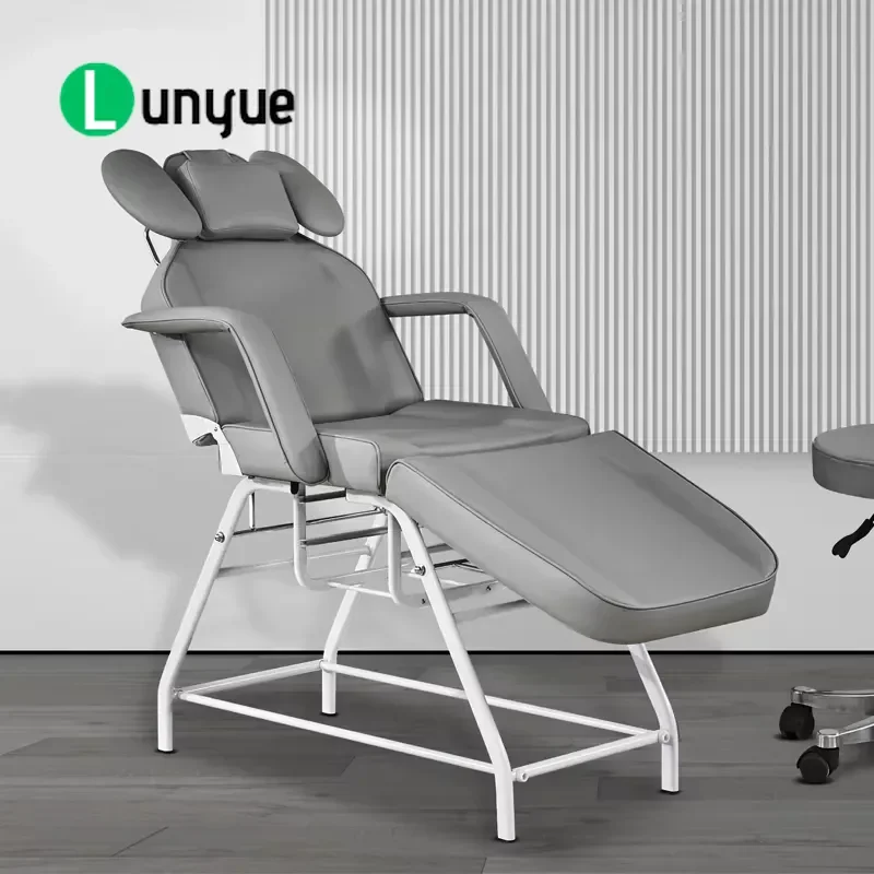Luxury Eyelash Bed with Retractable Headrest Adjustable Beauty Chair High End Leather for Eyebrow Spa Treatment