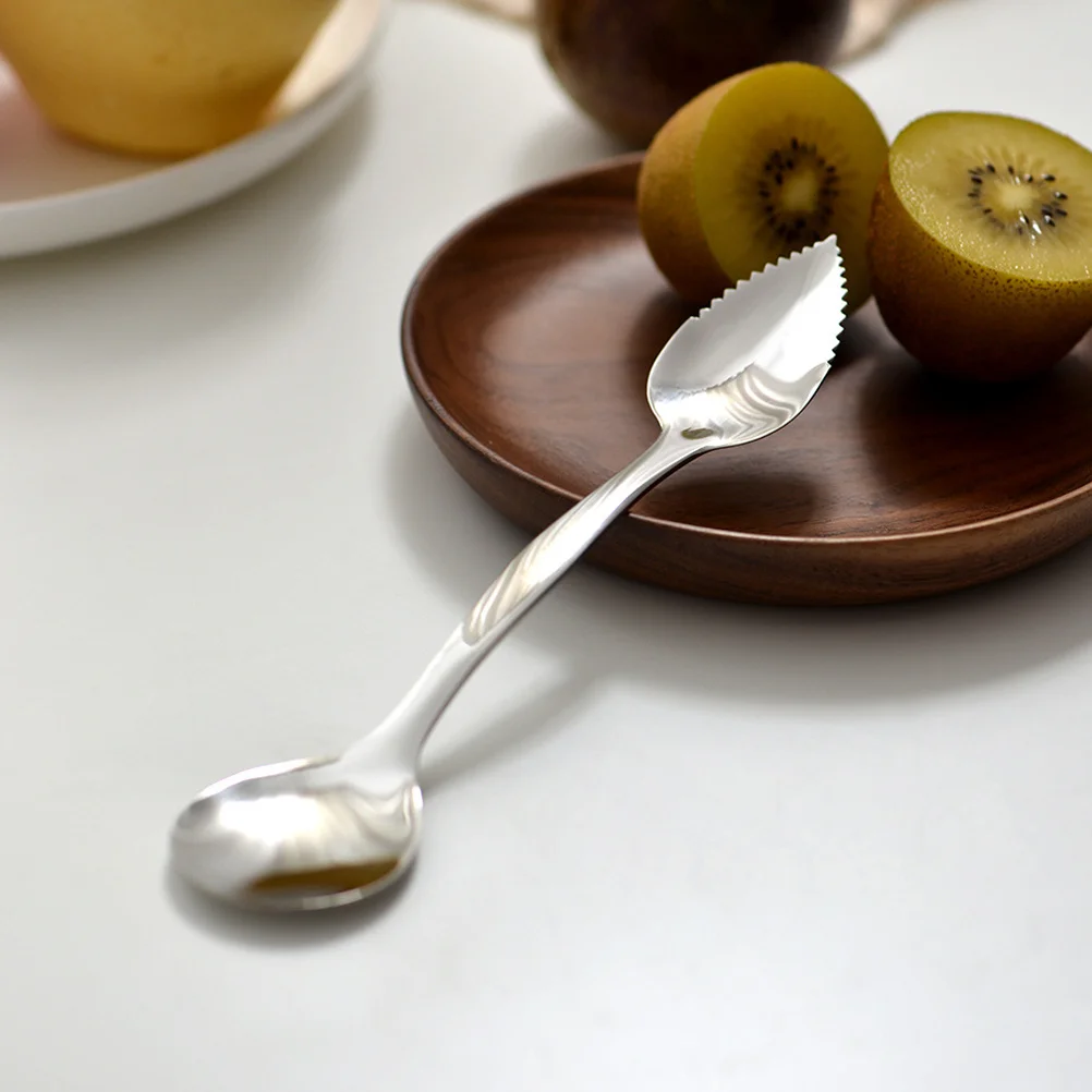 

5Pcs Stainless Steel Dual Heads Digging Spoon Multifunctional Kitchen Tools Silver Smooth Surface Easy to Clean