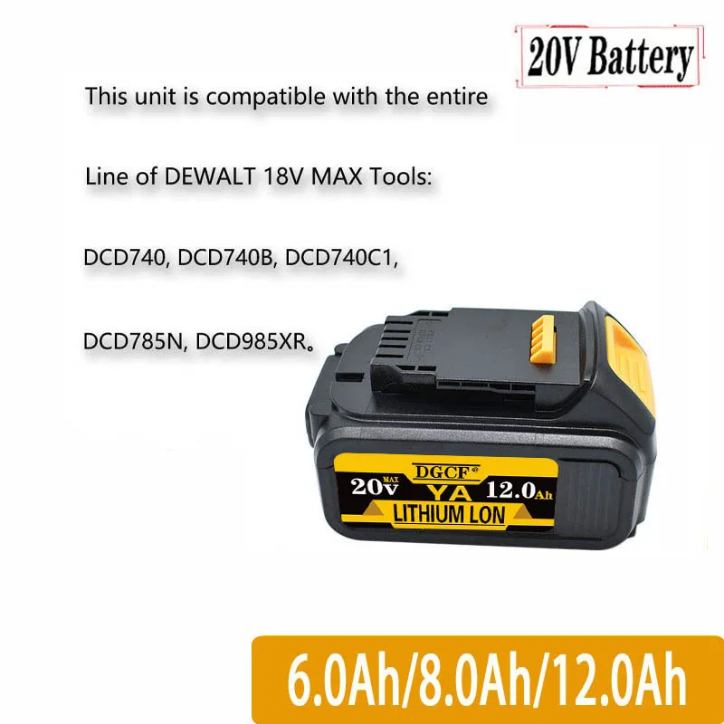 

20V 6000/8000mAh DCB200 Li-ion Rechargeable Power Tool Battery for Dewalt DCB203 DCB181 DCB180 DCB200 DCB201 DCB201-2 L50