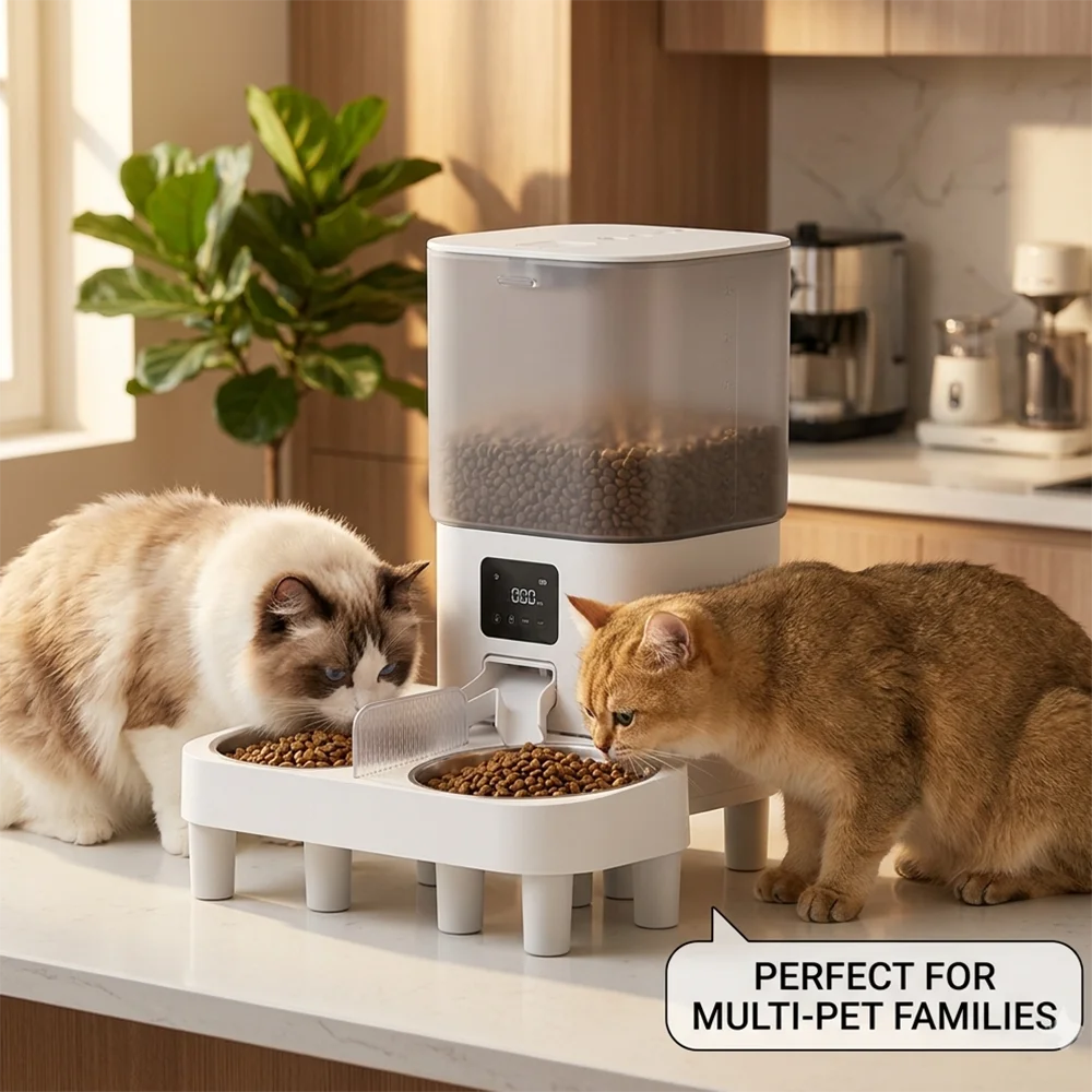 カメラ付きWiFiスマートペットフィーダー、デュアルボウル自 - Automatic Pet Feeder Dual Bowl Stainless のレビューと価格