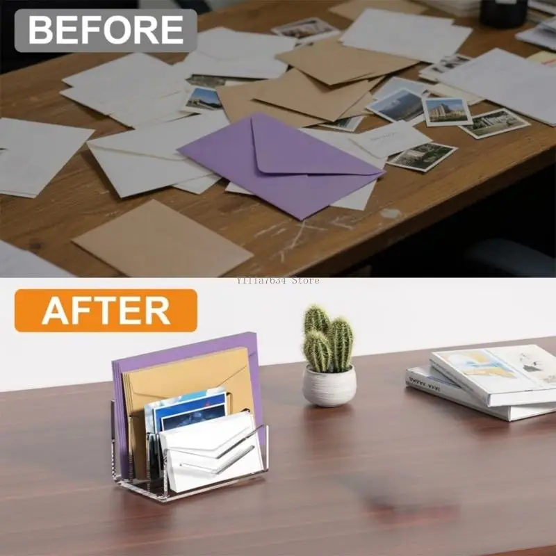  3 Layer Acrylic Mail Sorter Letter Desktop Envelope Organiser Stand For Office