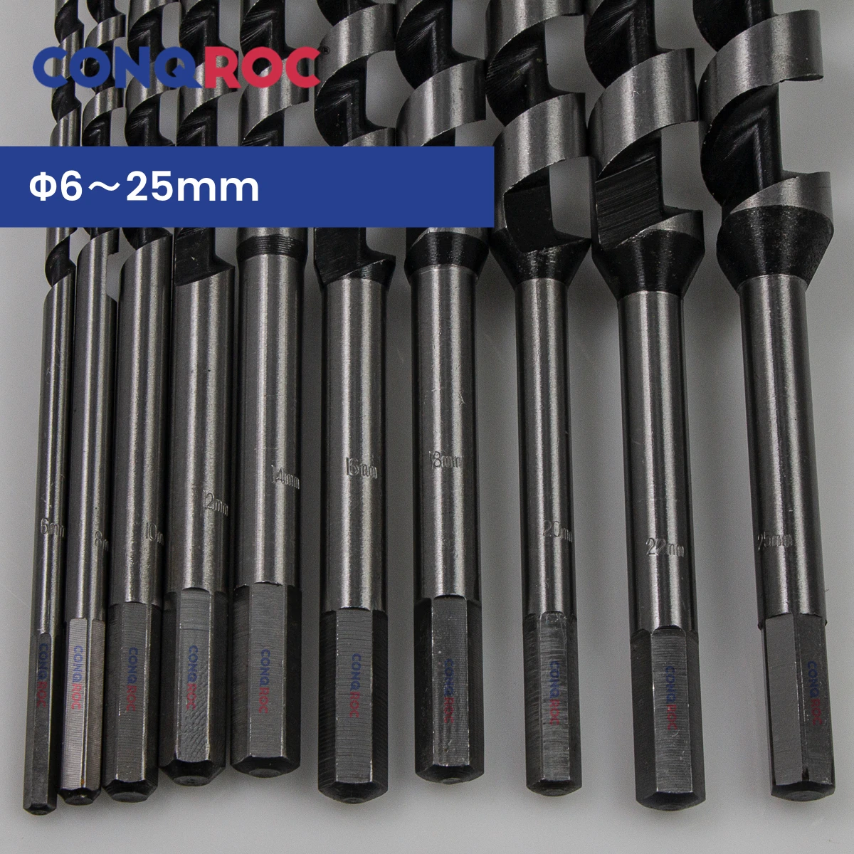 Woodworking Long Auger Drill Bit Length-460mm Spiral-Flute Self-Centering Pole Bit Hex Shank 10-Option Diameter-6~25mm