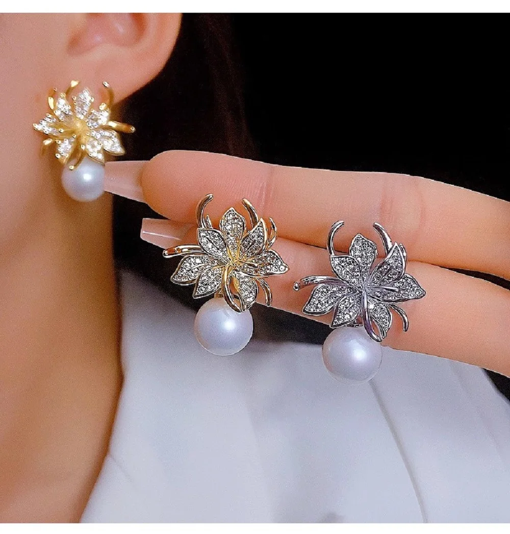 

Новый продукт Серьги с микроинкрустацией из циркона и натурального жемчуга AAAA 8-9 мм Роскошные серьги 925s