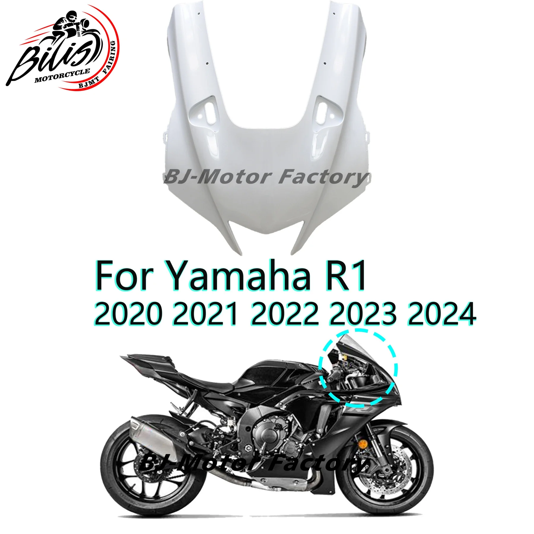 

For YAMAHA YZF R1 2020-2024 Front Headlight Cover Injection ABS Motorcycle Nose Panel Fairing