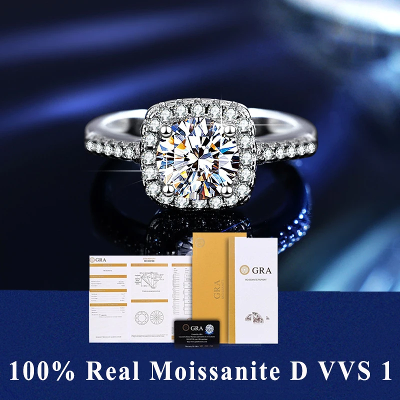 GRA Certificate D VVS1 Moissanite Ring 925 Silver Plating for Women Jewelry Wedding Rings For Men With Pass Diamond Tester Pen