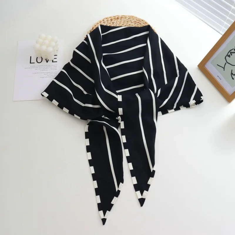 Striped Bee Classic Elegant Scarf Imitation Silk Large Diamond Head Wrap Long Scarf Shawl Air Conditioning Room Shoulder Cover