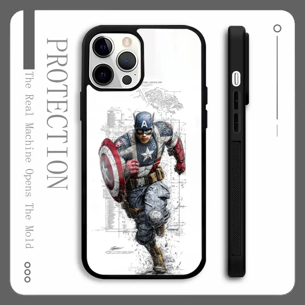 Чехол для телефона «Капитан Америка» Sketch Hero для iPhone 16, 15, 14, 13, 12, 11 Pro Max Plus Mini Plus, жесткая зеркальная поверхность, защита Funda