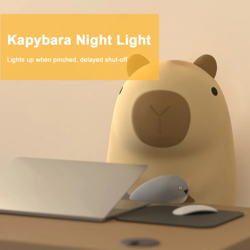 

Capybara Night Light Cute Touch Lamp 2 Gear Silicone Sleeping Light USB Charging Dimmable Bedside Lamp for Home Bedroom Decor